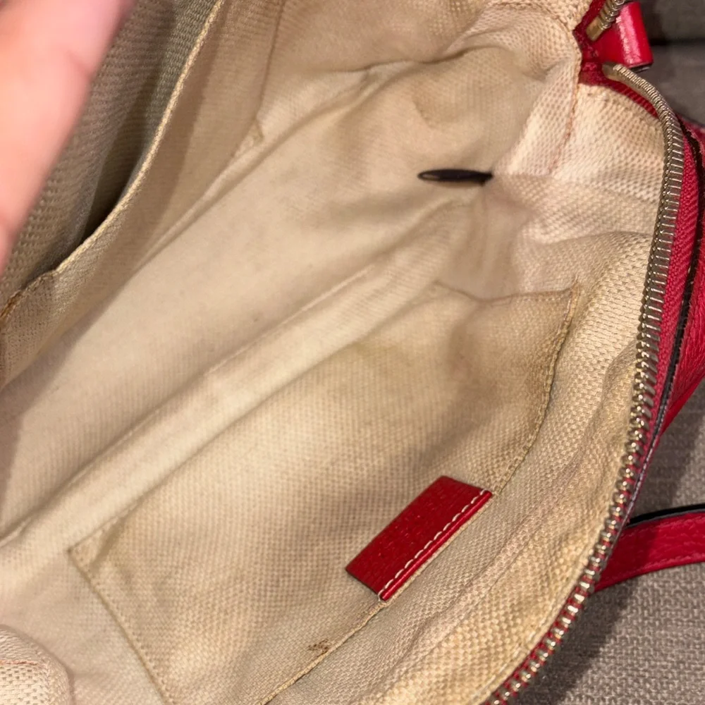 Authentic Gucci Soho Red Disco Leather Crossbody with Tassel